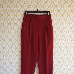 American Apparel Pleated Crepe Pant Red